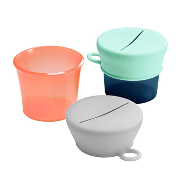 Boon Snug Toddler Snack Containers With Lids - Includes 2 Lids And 2 Baby And Toddler Spill Proof Cups For Snacks - Toddler Snac