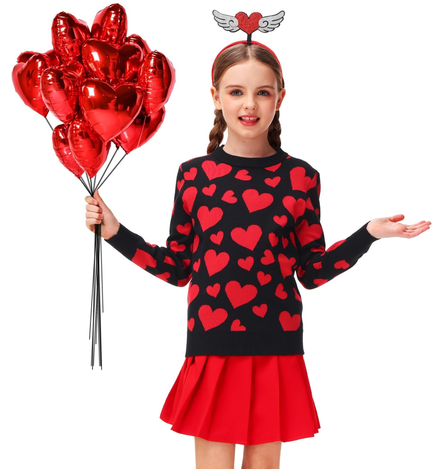 Valentine Day Sweater For Toddler Girl Red Heart Sweatshirts Kid Boys Love Long Sleeve Outfit Black 3-4 Years