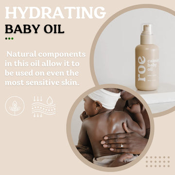 Roe Wellness Baby Oil Calming & Soothes Rough And Irritated Skin | All Natural Non-Greasy Hydrating Baby Oil | Moisturize Full B