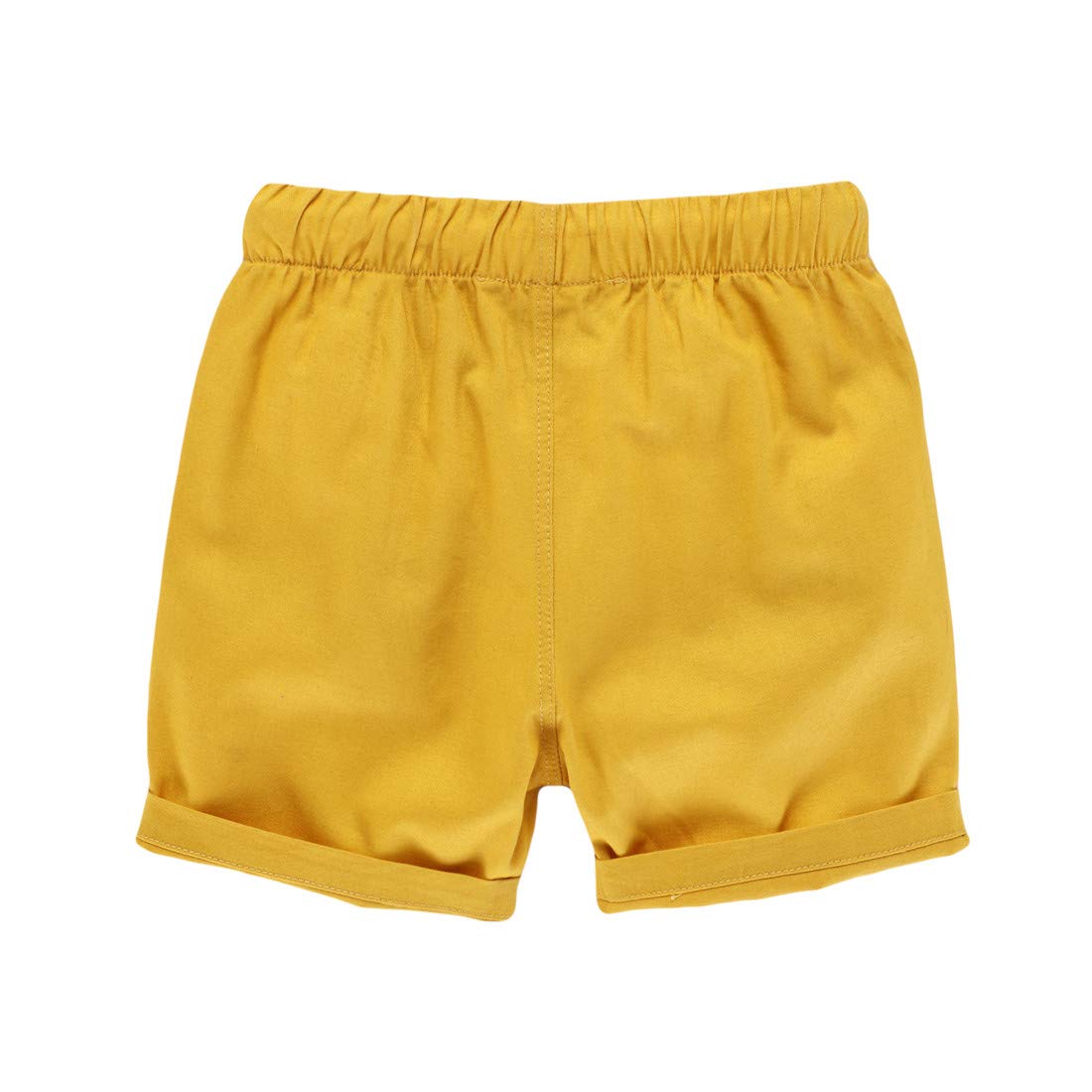 Hileelang Baby Boys ' Shorts 2-Pack Chino Short Summer Cotton Casual Pants With Pockets Yellow Green 2T
