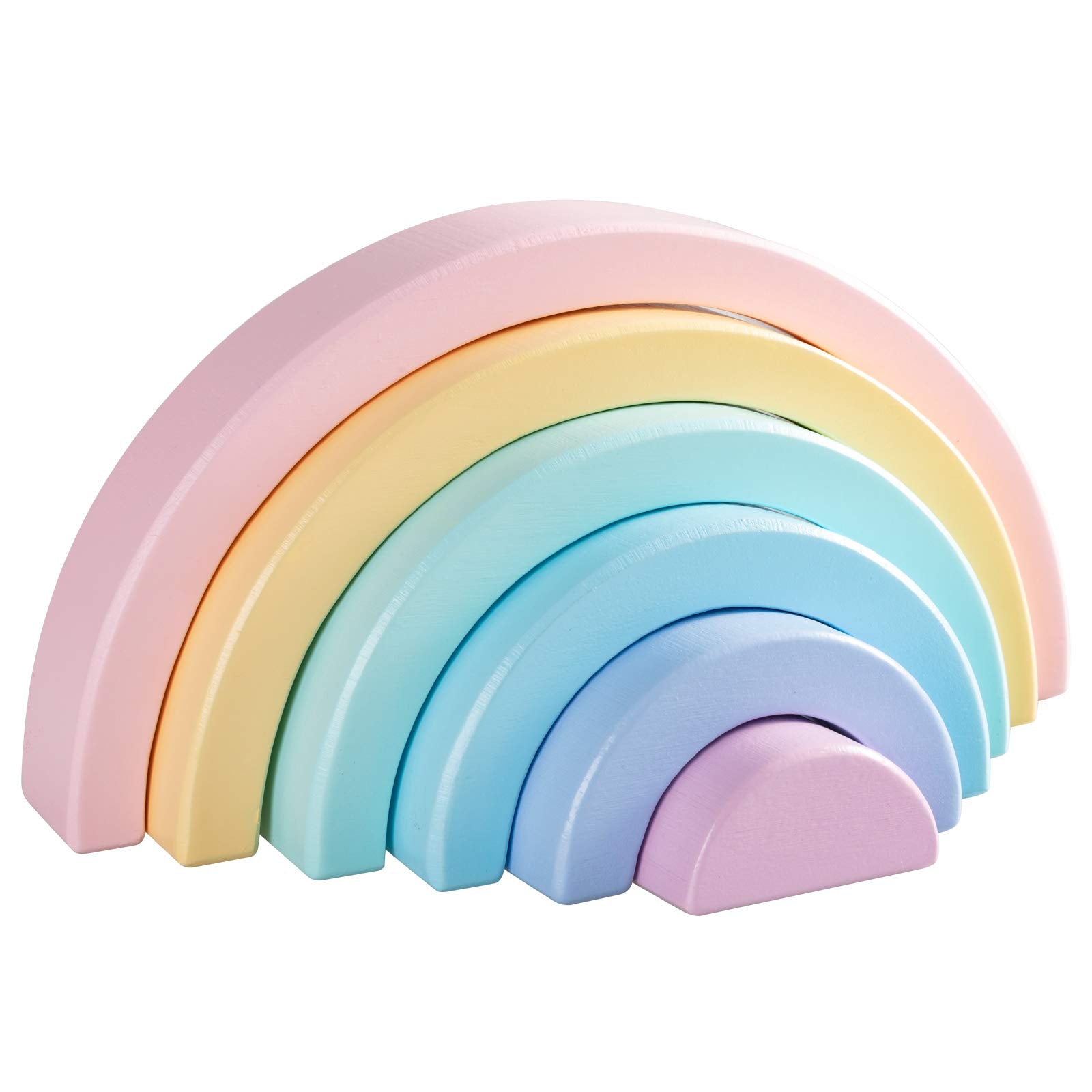 MERRYHEART Wooden Rainbow Small Stacker, 6 Piece Rainbow Stacking Toy ...