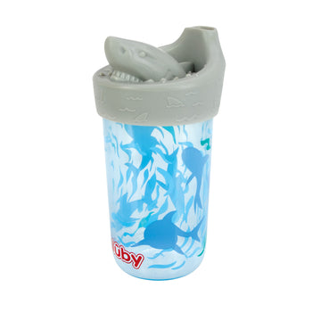 Nuby No Spill 3D Character Sippy Cup With Soft Touch Flo Silicone Top, 12 Ounce, Shark