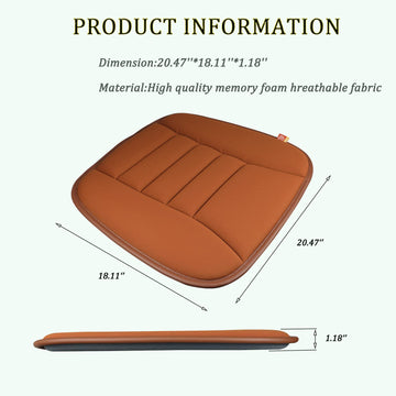 Raorandang Car Seat Cushion Pad For Car Driver Seat Office Chair Home Use Memory Foam Seat Cushion, Coffee