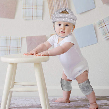 Toraso Baby Helmet & Baby Knee Pads For Crawling,Infant Helmet & Walking Baby Helmet,For Age 6-36 Months, Gray Star(A)