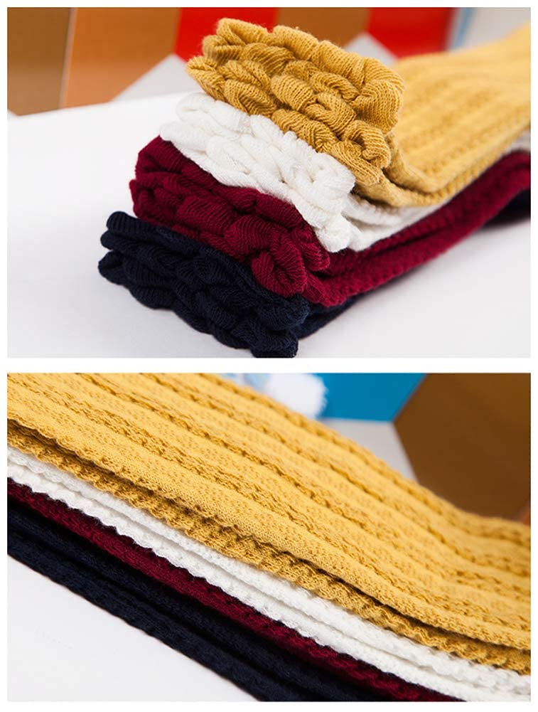 Toptim 4 Pairs Baby Toddlers Cable Knit Knee High Socks For Boy And Girls (Gray,White,Yellow,Navy Blue, 0-12 Months)