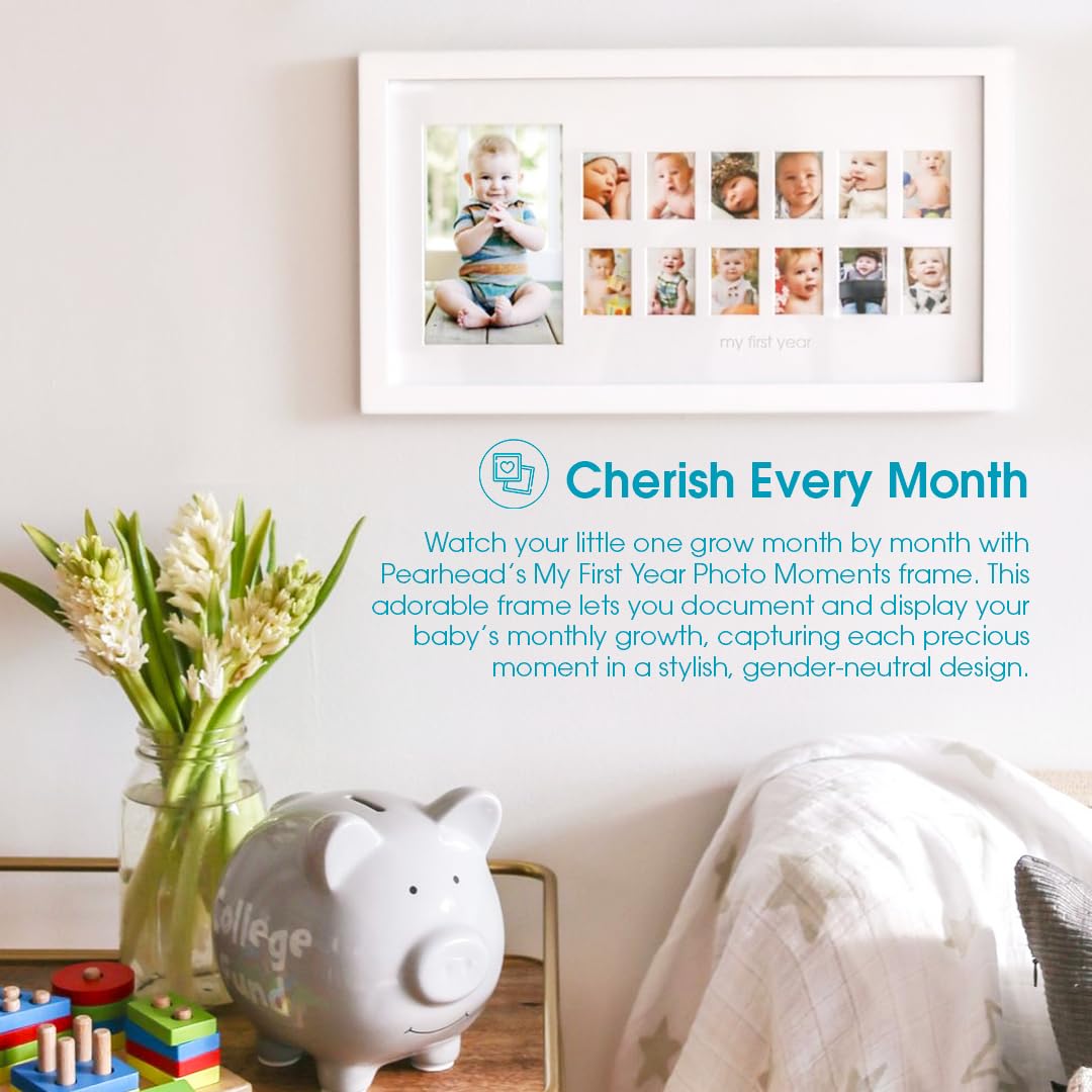 Pearhead My First Year Photo Moments, Baby'S First Twelve Months Photo Collage And Gender Neutral Keepsake, Ideal For Baby Showe