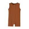 Teach Leanbh Baby Romper Cotton Sleeveless Button Down One Piece Linen Jumpsuit Coverall 3-24 Months (Coffee, 3-6 Months)