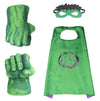 Aotleanno Plush Hands Fists Costume With Green Cape And Eye-Mask - Complete Set Of Punching Gloves Accessories For Kids - Comfor
