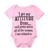 Newborn Baby Got My Mind On My Mommy Paws Funny Bodysuits Rompers Outfits Grey White 0-18M (Z-Z I?Get?My?Attitude?From, 0-3M)