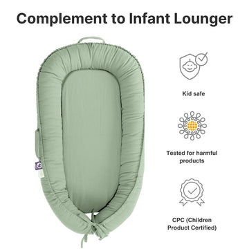 Infant Lounger Cover, 100% Organic Cotton, Newborn Essentials, Baby Gifts | Cover Only (Spring Green)