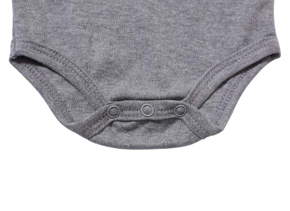 Teach Leanbh Baby Boys Pure Color Cotton Short Long Sleeve Polo Bodysuit 3-24 Months (Grey, 9 Months)