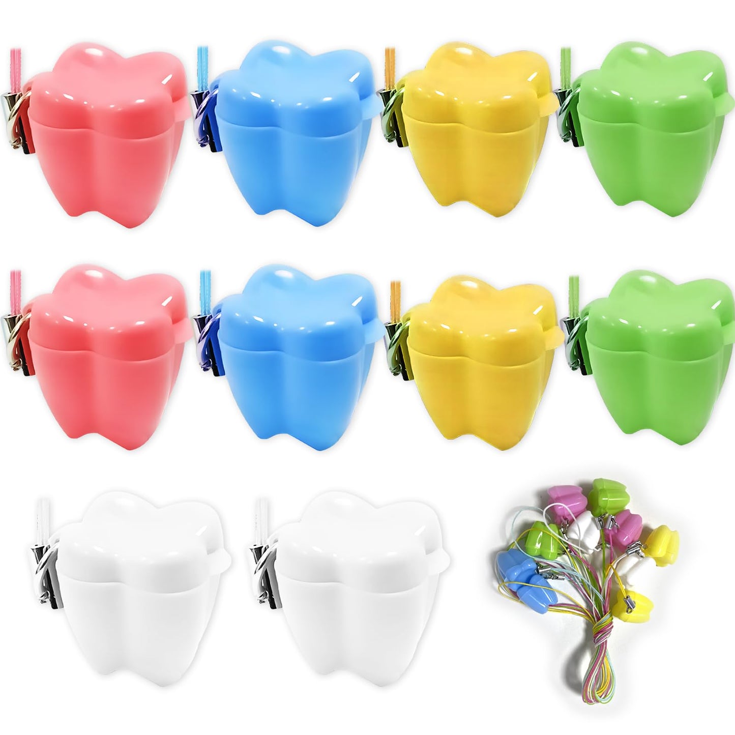 Ceonam 10 Pieces Plastic Baby Tooth Keepsake Box Set, Multicolor Teeth Storage Case Holders Portable Container for kids Boys Gir