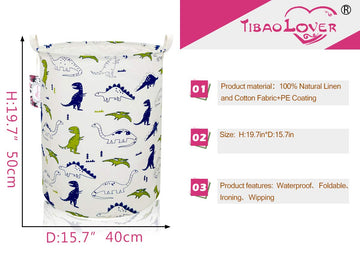 Tibaolover Dinosaur Laundry Basket Baby Laundry Hamper Cute Kids Hamper Toy Storage Bin Handles For Boys And Girls Dinosaur Room
