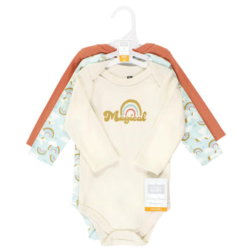 Hudson Baby Unisex Baby Cotton Long-Sleeve Bodysuits, Magical Rainbow 3-Pack, 6-9 Months