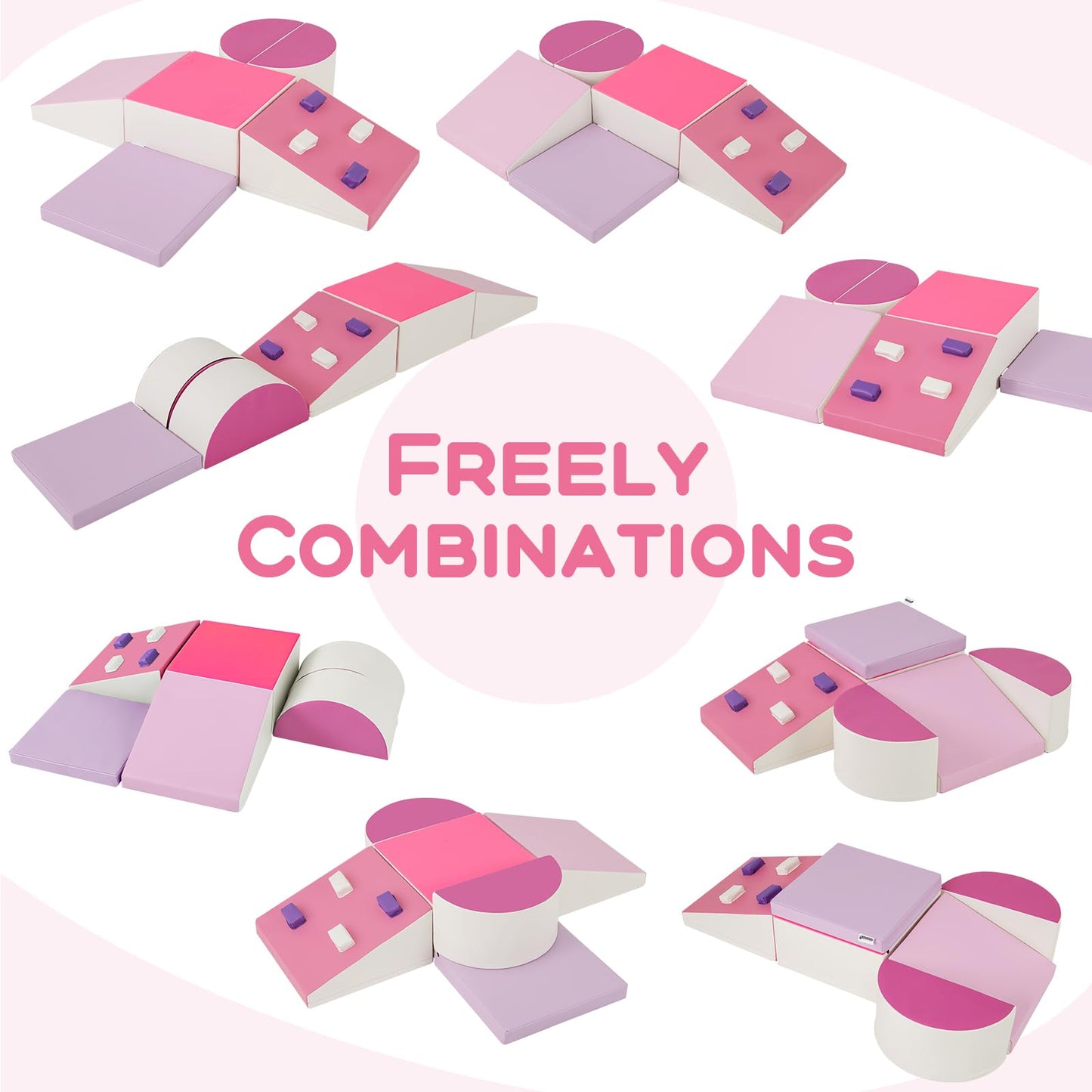 Olakids Climbing Toys For Toddlers, 6 Pieces Baby Foam Blocks Soft Play Set With Pu Leather, Indoor Kids Climb And Crawl Sliding