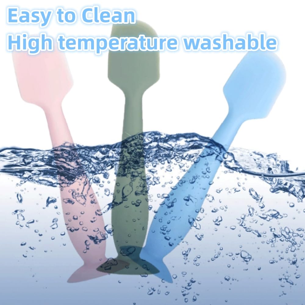 Yueyuejia Baby Diaper Cream Spatula 3 Pack Soft Silicone Butt Paste Spatula Diaper Cream Applicator With Suction Cup Base (Blue,