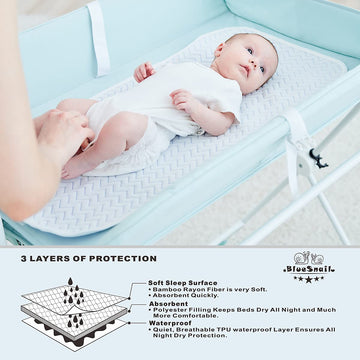 Bluesnail Ultra Soft And Absorbt Quilted Waterproof Changing Pad Liner 3Pk (Blue)