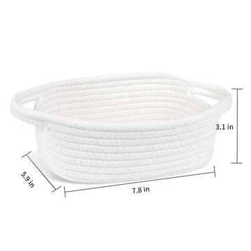 Abenkle Small Storage Basket, Mini Baby Basket, Cute Tiny Cotton Rope Woven Basket, Shelf Basket, Boho Decorative Toy Dog Cat Ba