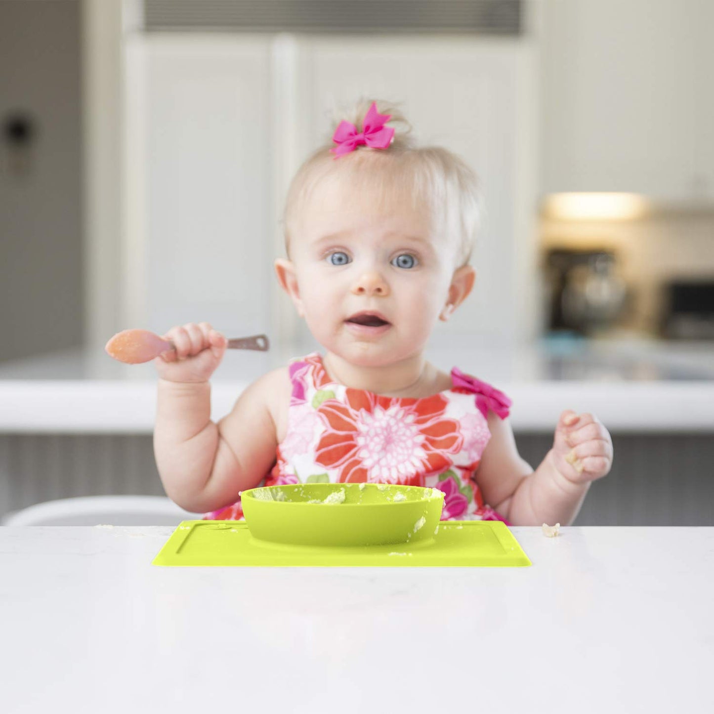 Ezpz Mini Bowl (Sage) - 100% Silicone Suction Bowl With Built-In Placemat For Infants + Toddlers - Comes With A Reusable Travel