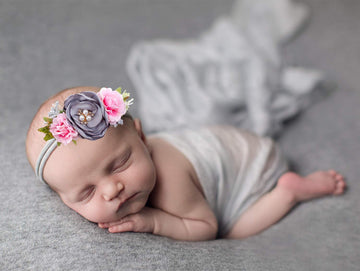 Mligril Baby Girl Floral Headbands- 3Pcs Nylon Headband Handmade Flower Crown Elastic Hairband Newborn Toddler Hair Accessories