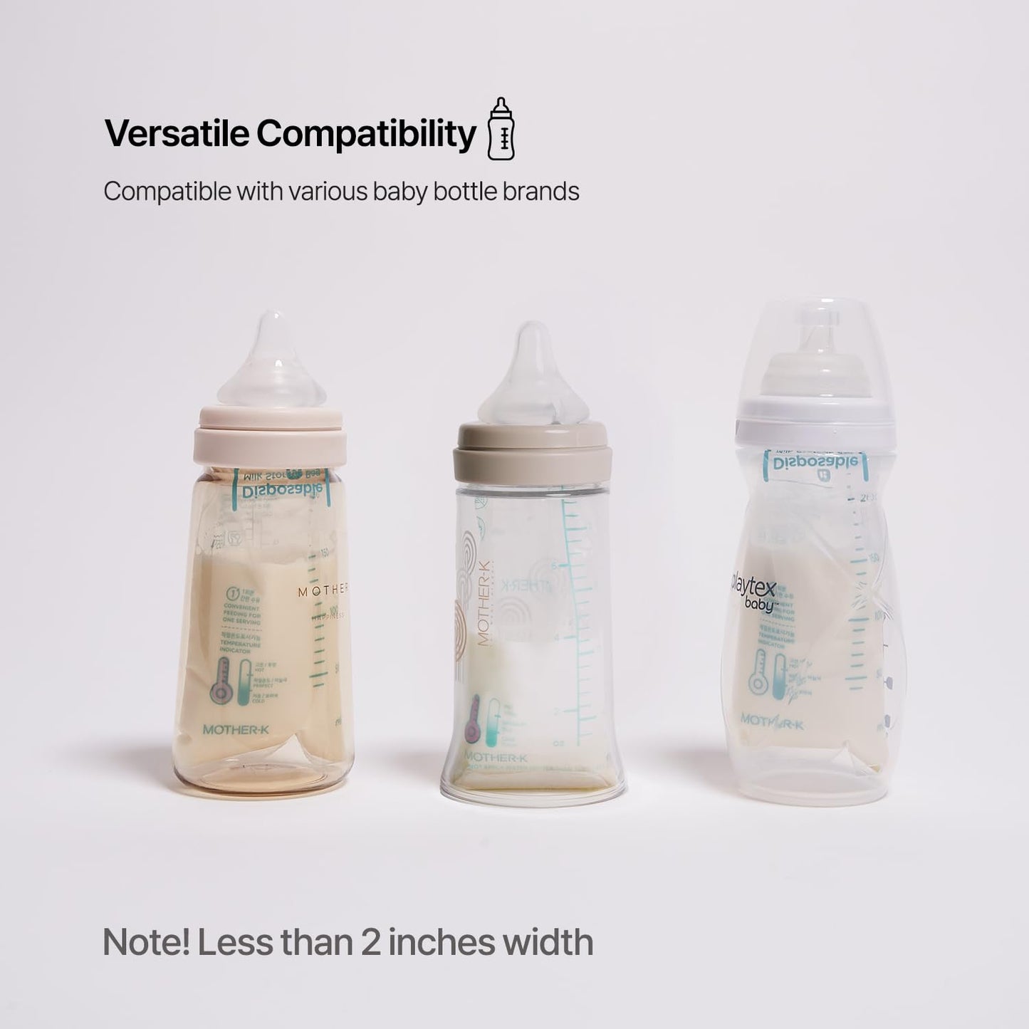 Mother-K Disposable Baby Bottle Liner, Must-Have Baby Travel Essentials, Bpa Free (8Oz, 100Pcs)