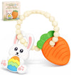Easter Baby Teething Ring Toys - Bunny Easter Egg & Carrot Teethers for Newborns, Infants & Toddlers - Sensory Chew Bracelet for