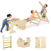 Olakids Climbing Toys For Toddlers, 5 In 1 Foldable Wooden Pikler Montessori Jungle Gym With Ramp Slide Arch Rocker Angle Adjust