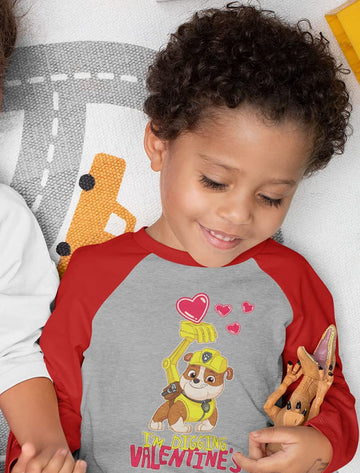 Paw Patrol Girls Boys Valentines Day Shirt Mighty Pups Valentine'S Toddler Kids Raglan 3/4 Sleeve T-Shirt 4T Red