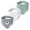 Jn&Lulu 3 Pack Newborn Baby Bibs Bandana Drool Bibs For Drooling Cotton Baby Gifts (Grey Bear)