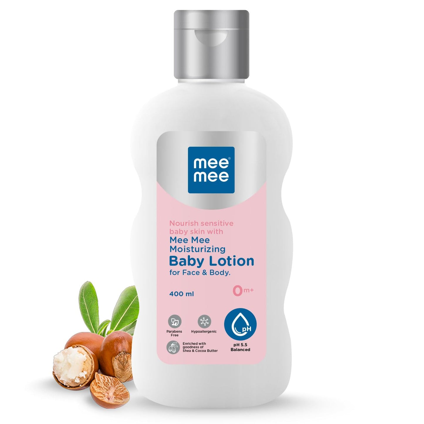 Mee Mee Moisturizing Baby Lotion For Face & Body, Shea, Cocoa Butter & Almond Oil, 24 Hrs Moisturization (400Ml)