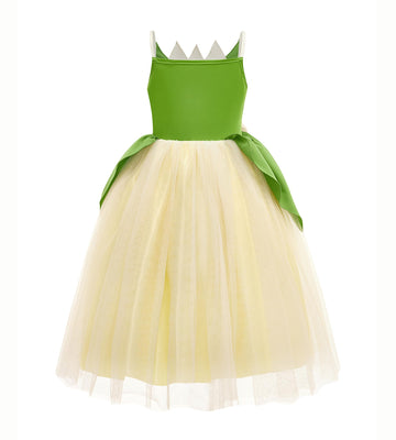 Axaxa Princess Tiana Costume For Girls Princess Tiana Dress Princess And The Frog Costume With Headband 4-7Y