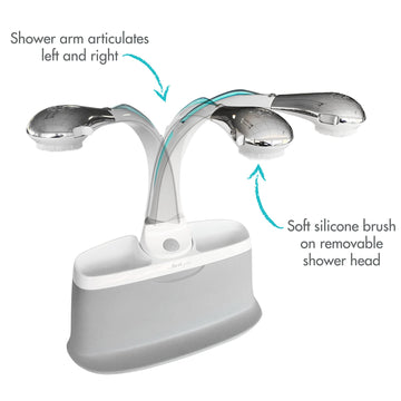 The First Years Rain Shower Baby Shower Head - Soothing Attachable Baby Spa Sprayer - Baby Bathtub Shower Head With Rotating Arm