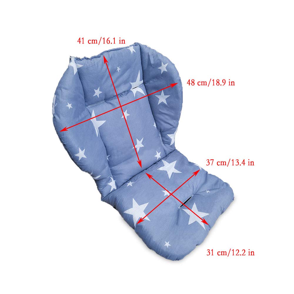 Twoworld High Chair Cushion, Large Thickening Baby High Chair Seat Cushion Liner Mat Pad Cover Breathable (Blue Star)