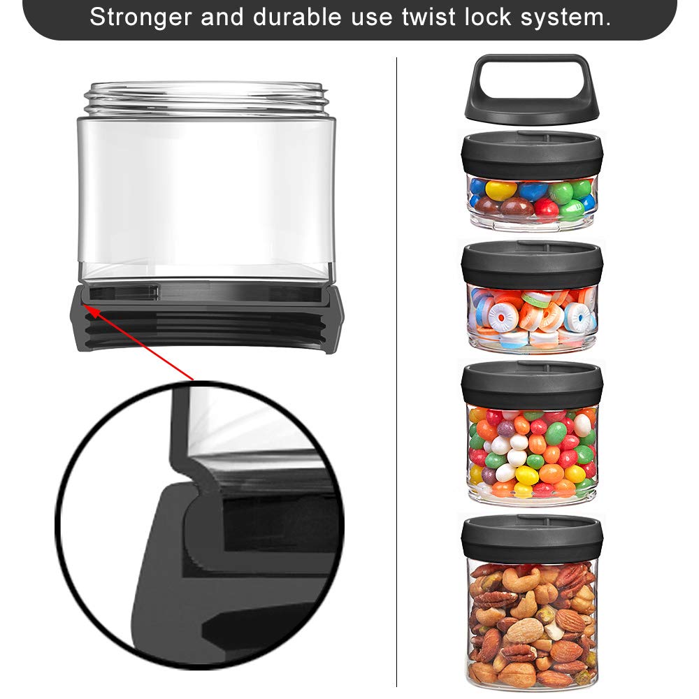 Seleware Stackable Snack Jars, Twist Lock Stackable Containers Set, Food Storage Travel Container For Storing Milk Protein Powde