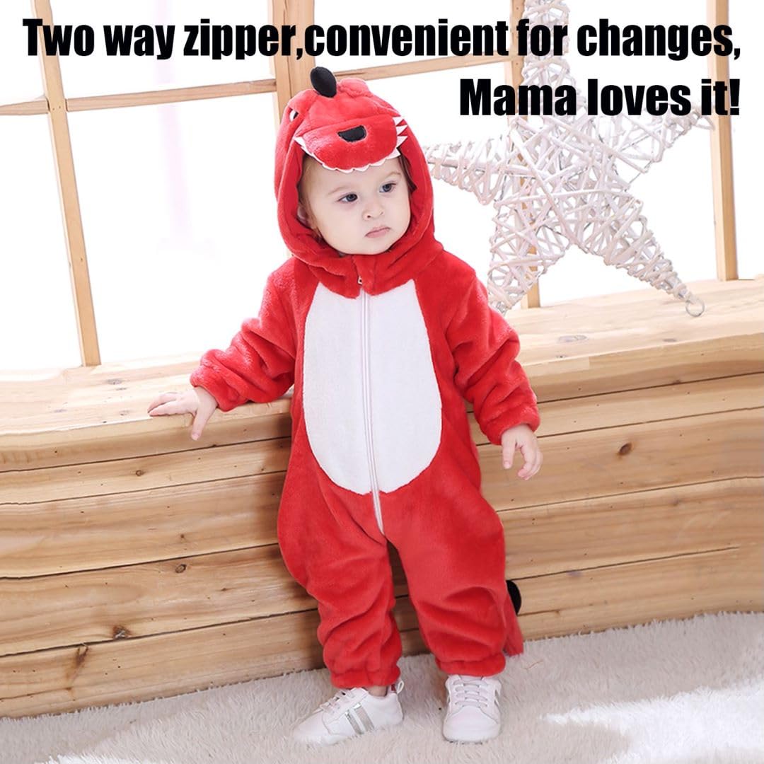 Abtshu Baby Red Dinosaur Costume Toddler Halloween Dress Up Outfit 18-24 Months