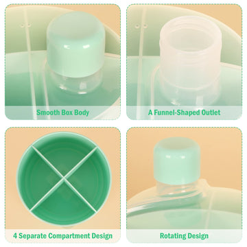 Accmor Formula Dispenser On The Go, Non-Spill Rotating Four-Compartment Formula Container To Go, Milk Powder Snack Storage Conta