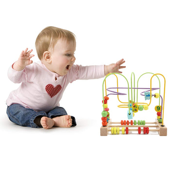 Wondertoys Bead Maze Toy for Kids Wooden Colorful Abacus Roller Coaster Educational Circle Toys Bead Maze Activity Cube Sensory
