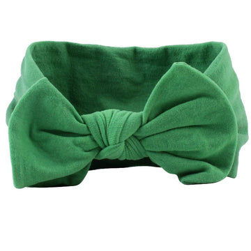 Akoak 1 Pack Solid Color Skin-Friendly Baby Headband Elastic Soft Nylon Headband Cute Baby Bow Headband (Green)