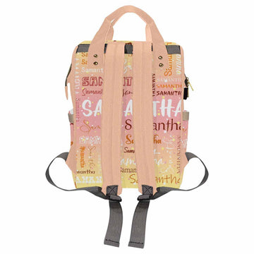 Personalized Name Diaper Backpack, Custom Text Diaper Bag Mummy Nursing Baby Bag Casual Travel Daypack Bag Fashion Multipurpose