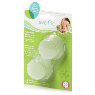 Evenflo Feeding Replacement Silicone Diaphragms For Advanced Breast Pumps (Pack Of 2), Clear