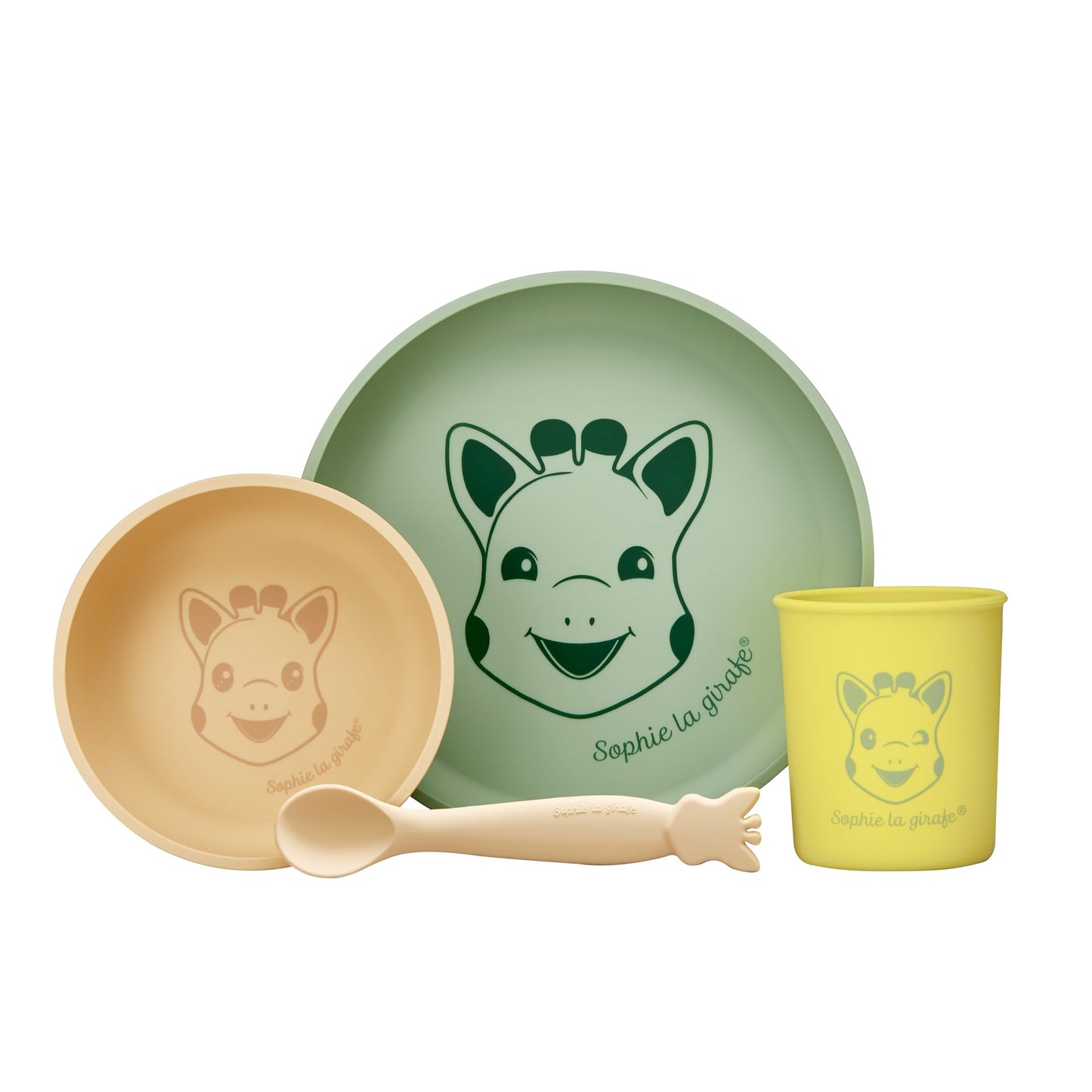 Sophie la girafe Silicone Meal Set | Includes a Silicone Plate, Bowl, Cup & Spoon | Dishwasher and Microwave Safe