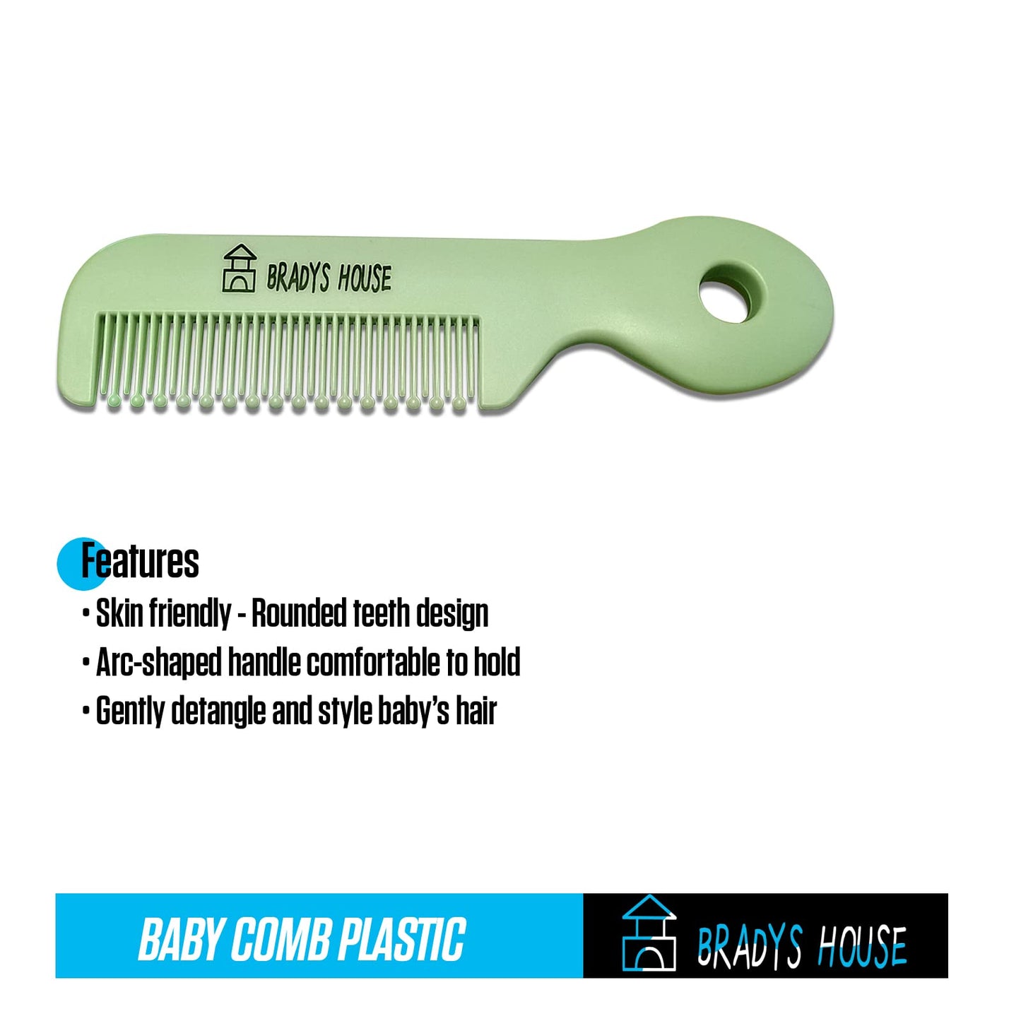 Bradys House - 3 Piece Baby Hair Brush & Comb Set For Newborns- Soft Goat Bristle Hair-Brush, Silicone Bath Brush And Plastic Co