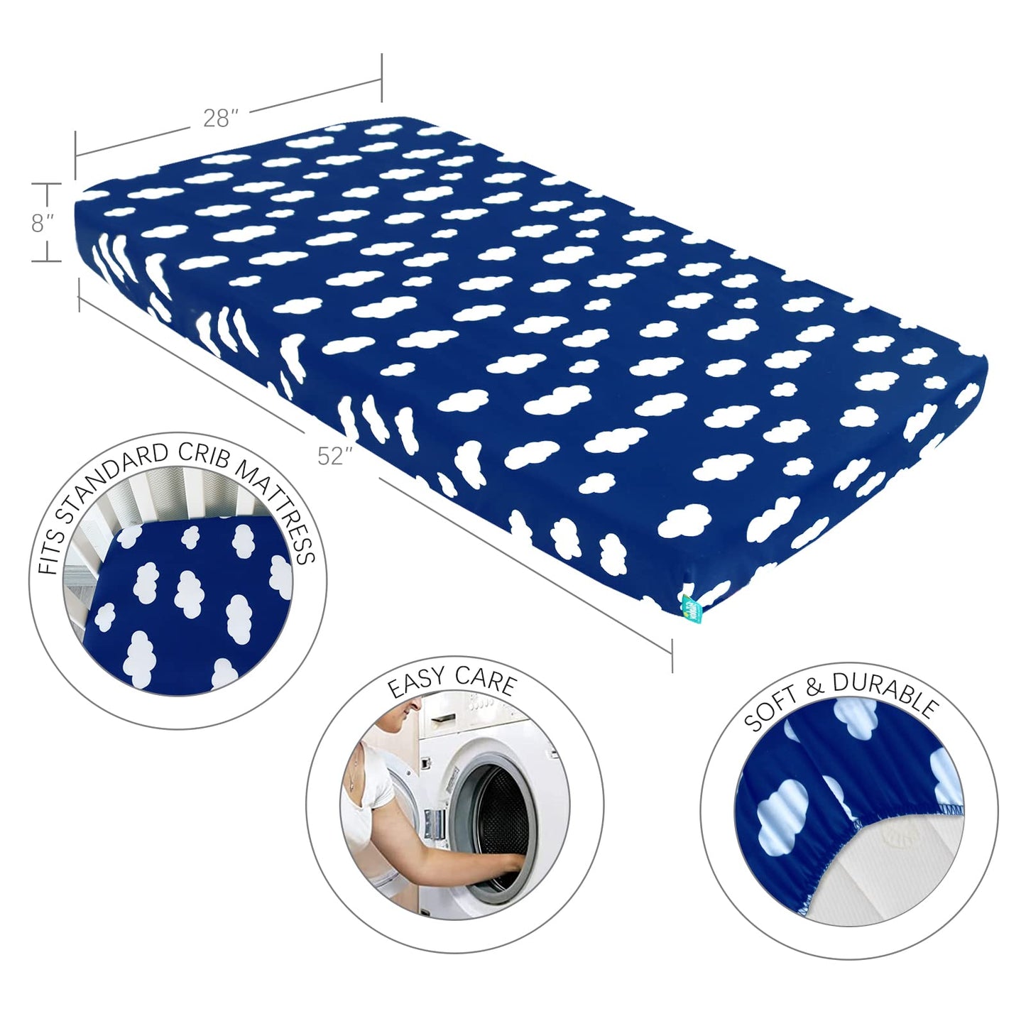 Biloban 3-Piece Toddler Sheet Set Microfiber, Toddler Bedding Set Includes Crib Mattress Sheet, Flat Sheet And Envelope Pillowca