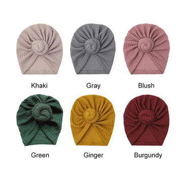 Jiahang Baby Donut Knotted Bow Hat, Waffle Knit Turban Head Wrap, Unisex Baby Beanie India Cap For Infants Toddlers Girls 6 Pcs