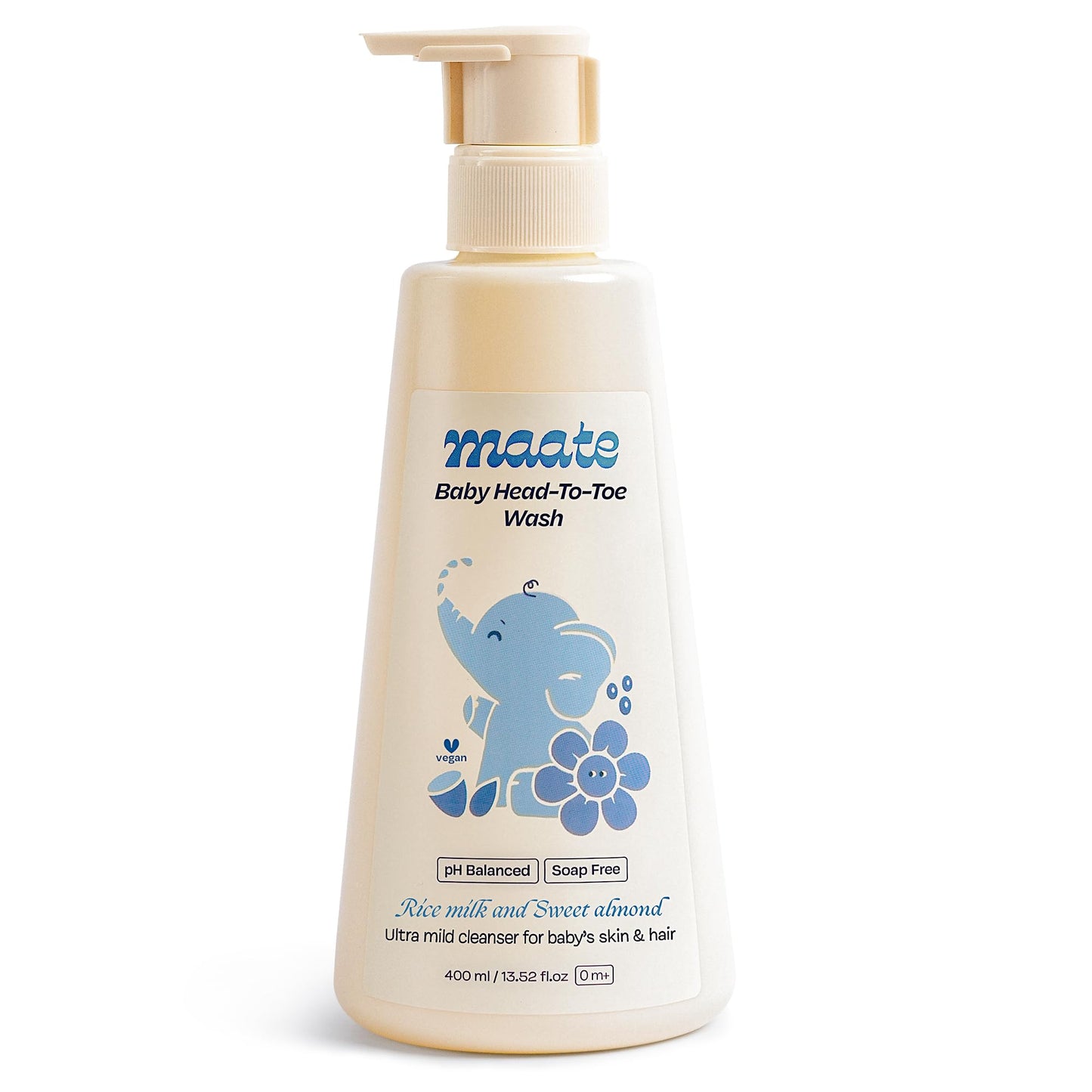 Maate Baby Head To Toe Wash 400 Ml | Baby Hair & Body Wash For Bath | Aloe Vera, Almond Oil, Rice Milk & Calendula | Gentle, Soa