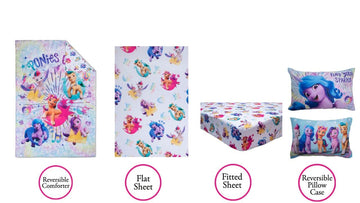 My Little Pony 4 Piece Toddler Bedding Set - Includes Quilted Comforter, Fitted Sheet, Top Sheet, And Pillow Case Character Desi