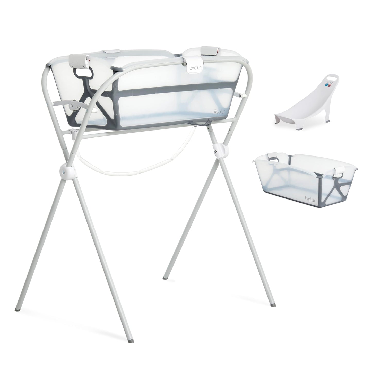 Evolur Supple Baby Spa Set - Complete Newborn Bath Essentials Kit with Baby Bathtub, Hammock Seat and Metal Frame | Infant Bath