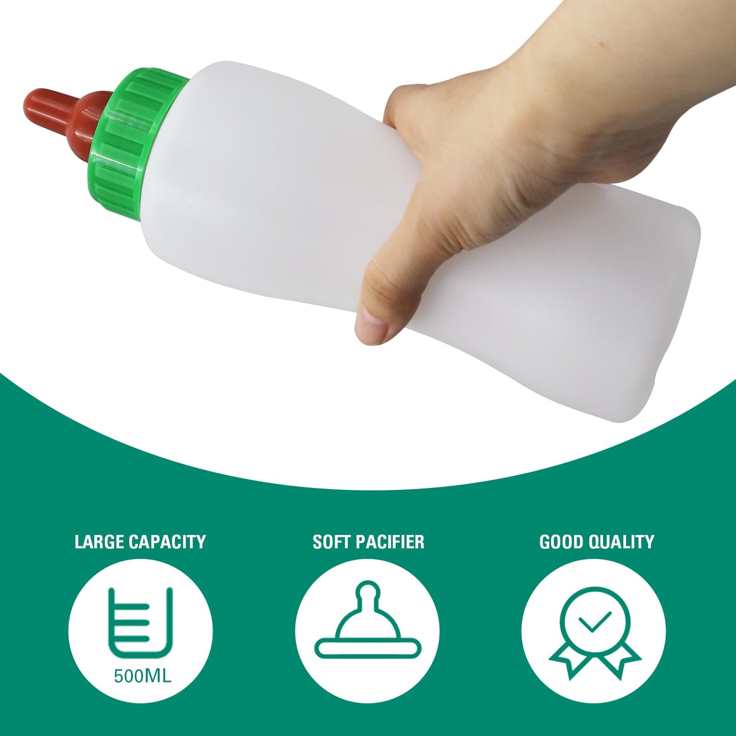 Lamb&Goat Feeding Bottle,500Ml Lamb Nipple And Bottle Set,Reusable Nursing Bottle Kit With Rubber Nipple,Small Animal Care Milk