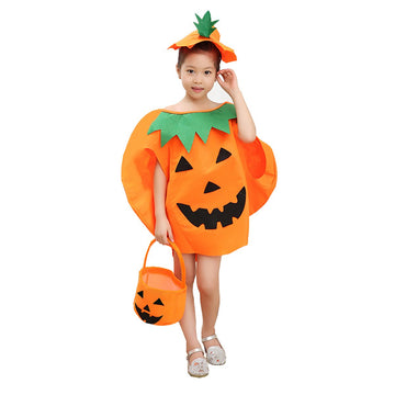 Etistta Halloween 3Pc Pumpkin Costume For Kids Children Cosplay Party Clothes (Orange)