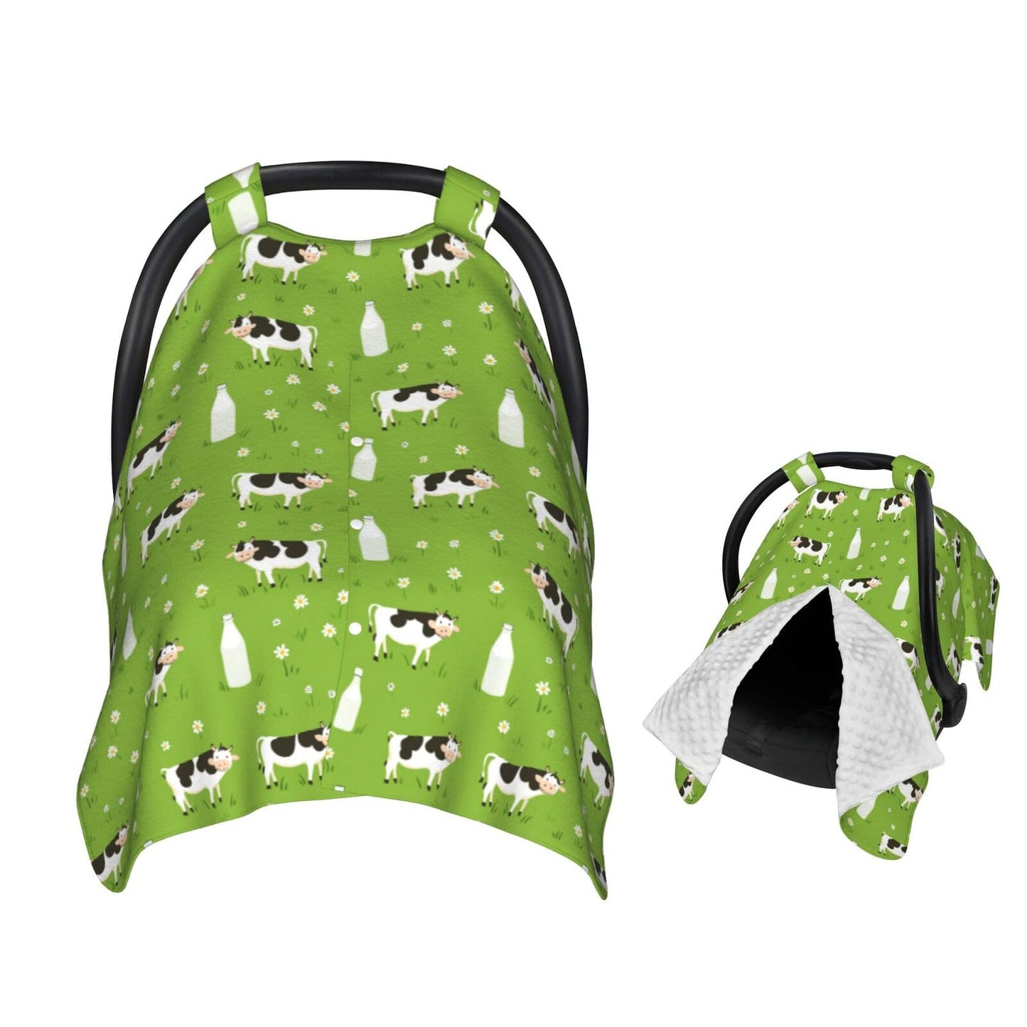 Muishi Cows and Milk Bottles Baby Car Seat Canopy Nursing Cover for Newborn Car Seat Breastfeeding Covers Blanket Newborn Shower